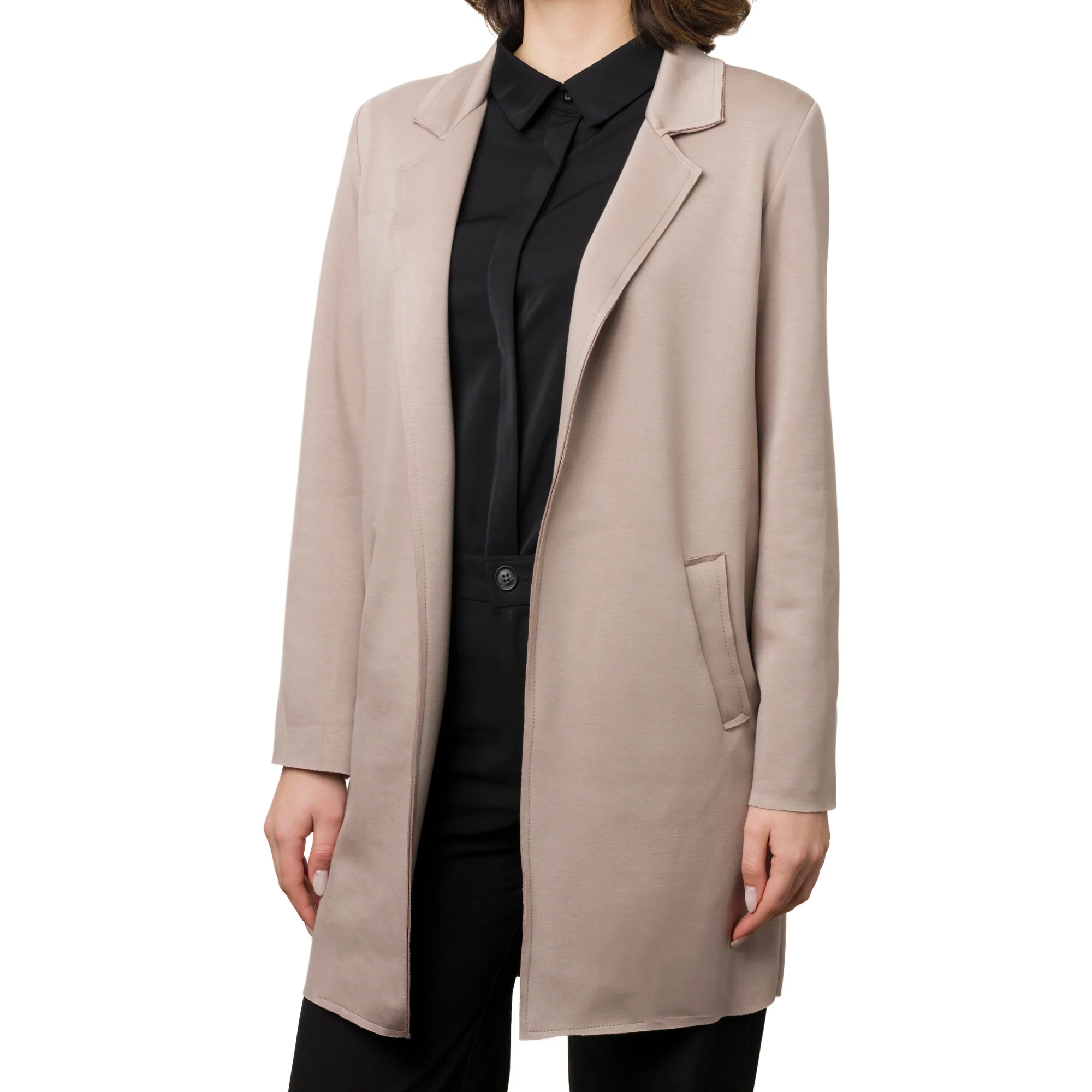 Giacca Beige da donna a taglio vivo con tasche Swish Jeans