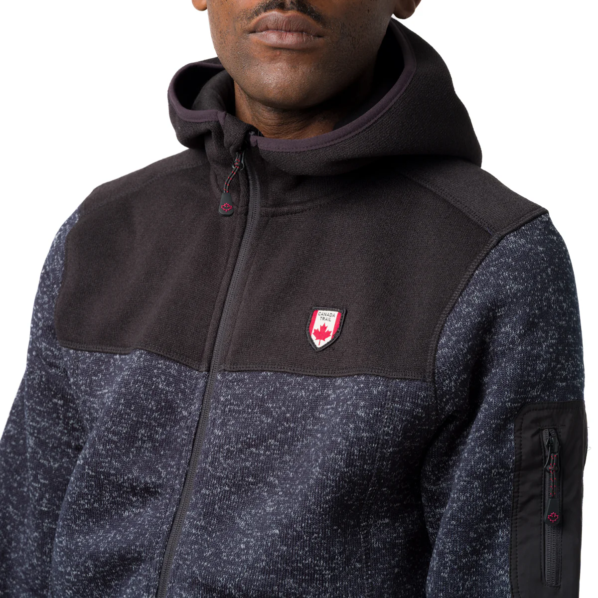 Giacca in pile knitted blu da uomo con tasche e full zip Canada Trail - Image 3