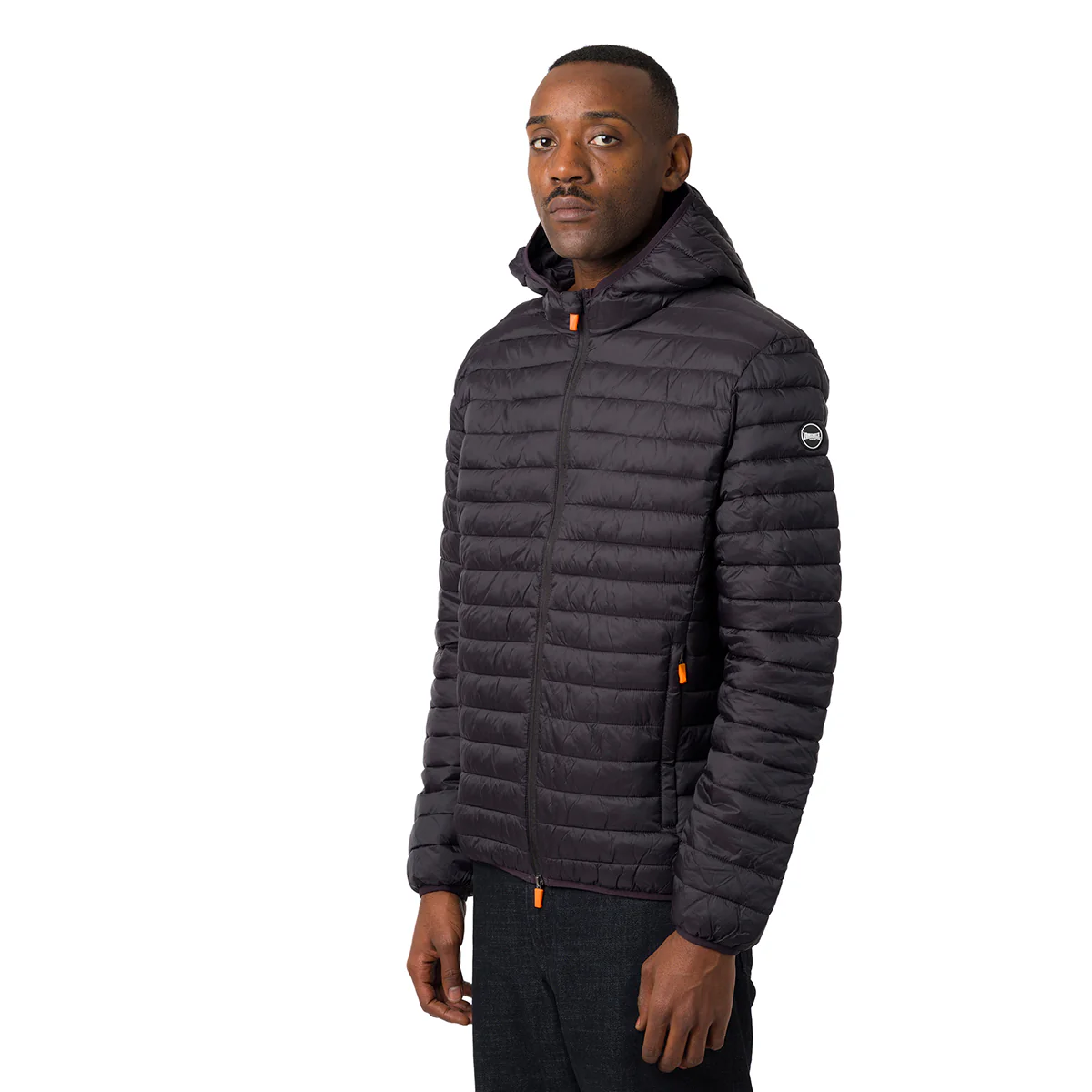 Giacca piumino ultralight corto da uomo nero con cappuccio Lonsdale