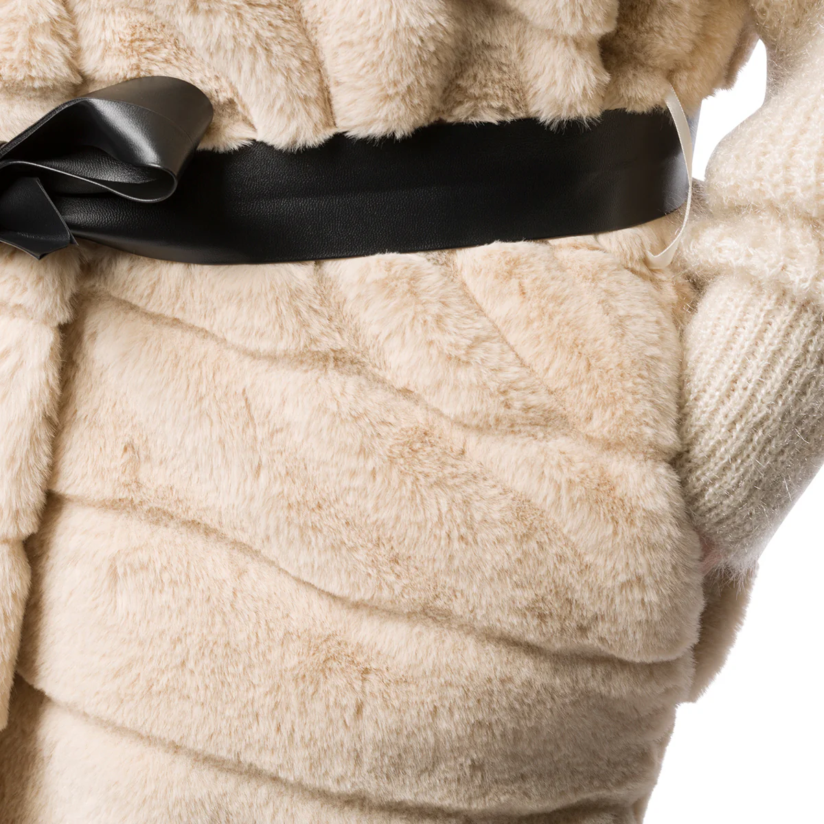Gilet lungo bianco panna da donna con cappuccio Swish Jeans - Image 3
