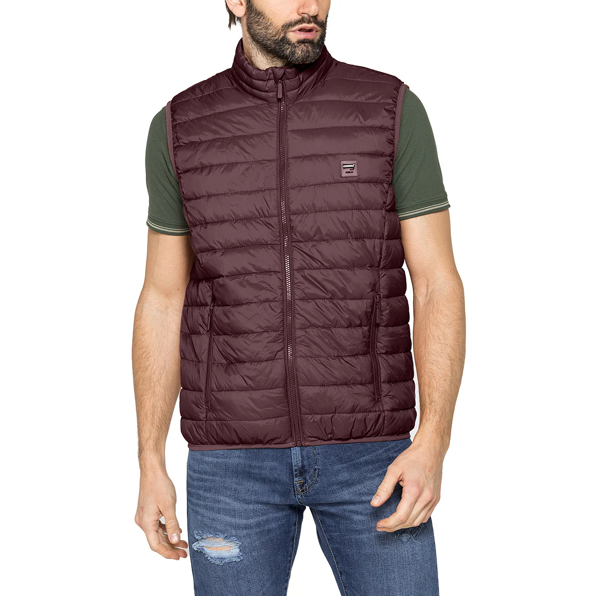 Gilet smanicato bordeaux da Uomo imbottito con zip Carrera Jeans