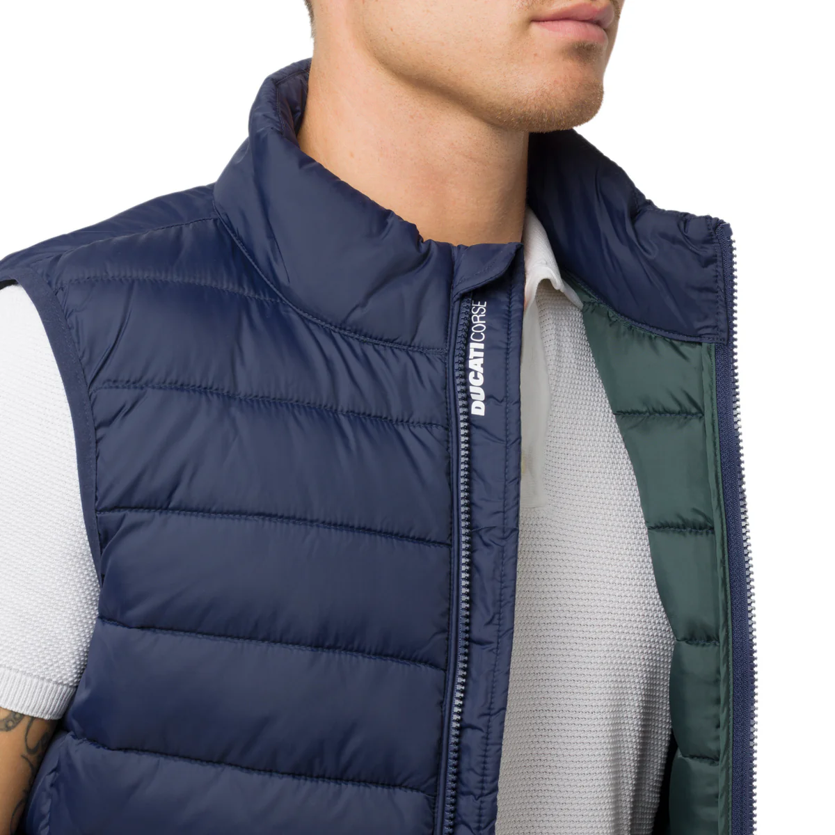 Gilet trapuntato blu da Uomo con logo Ducati Corse - Image 3