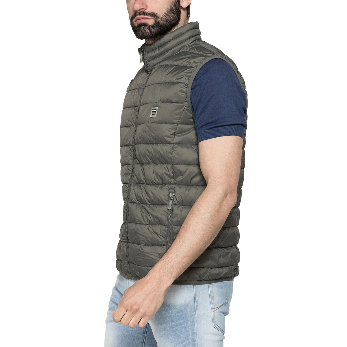 Gilet trapuntato da Uomo verde khaki con chiusura zip Carrera Jeans - Image 2