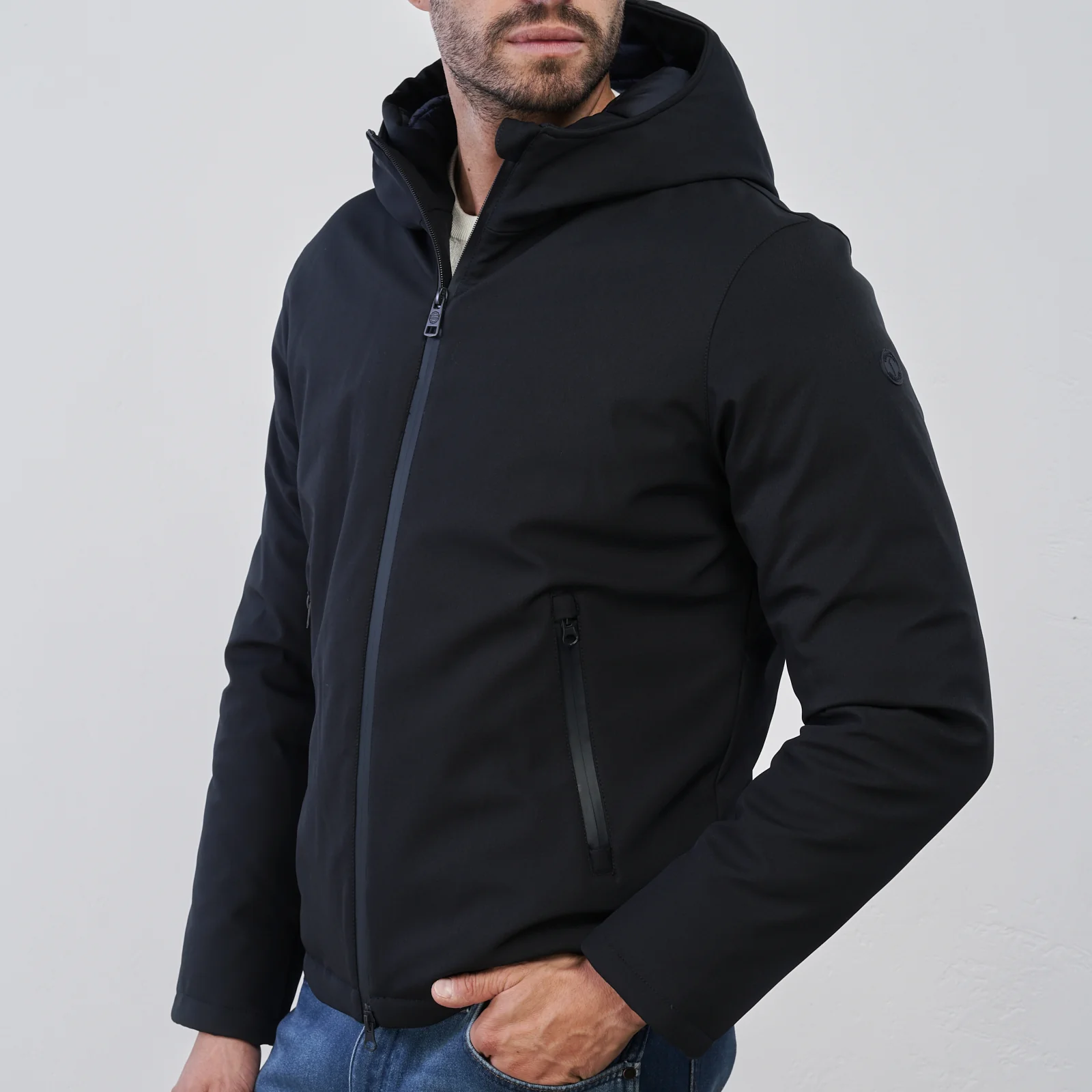 Giubbotto imbottito nero da Uomo con cappuccio Statham - Image 3