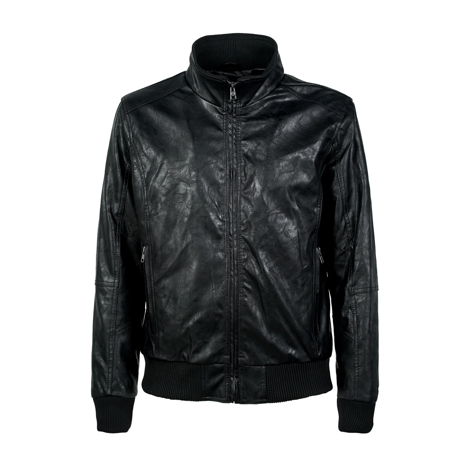 Giubbotto nero da Uomo in similpelle con zip Statham - Image 4