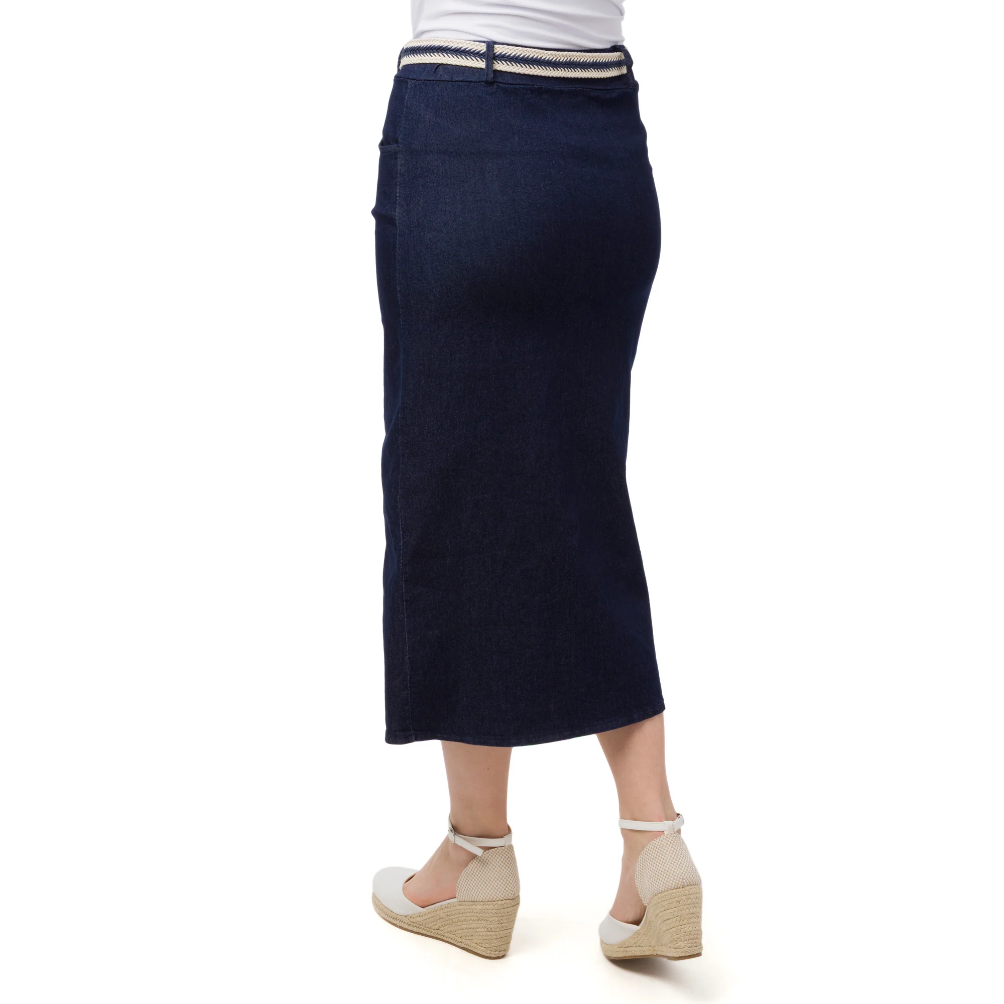 Gonna in denim da Donna con spacco e cintura Swish Jeans - Image 2