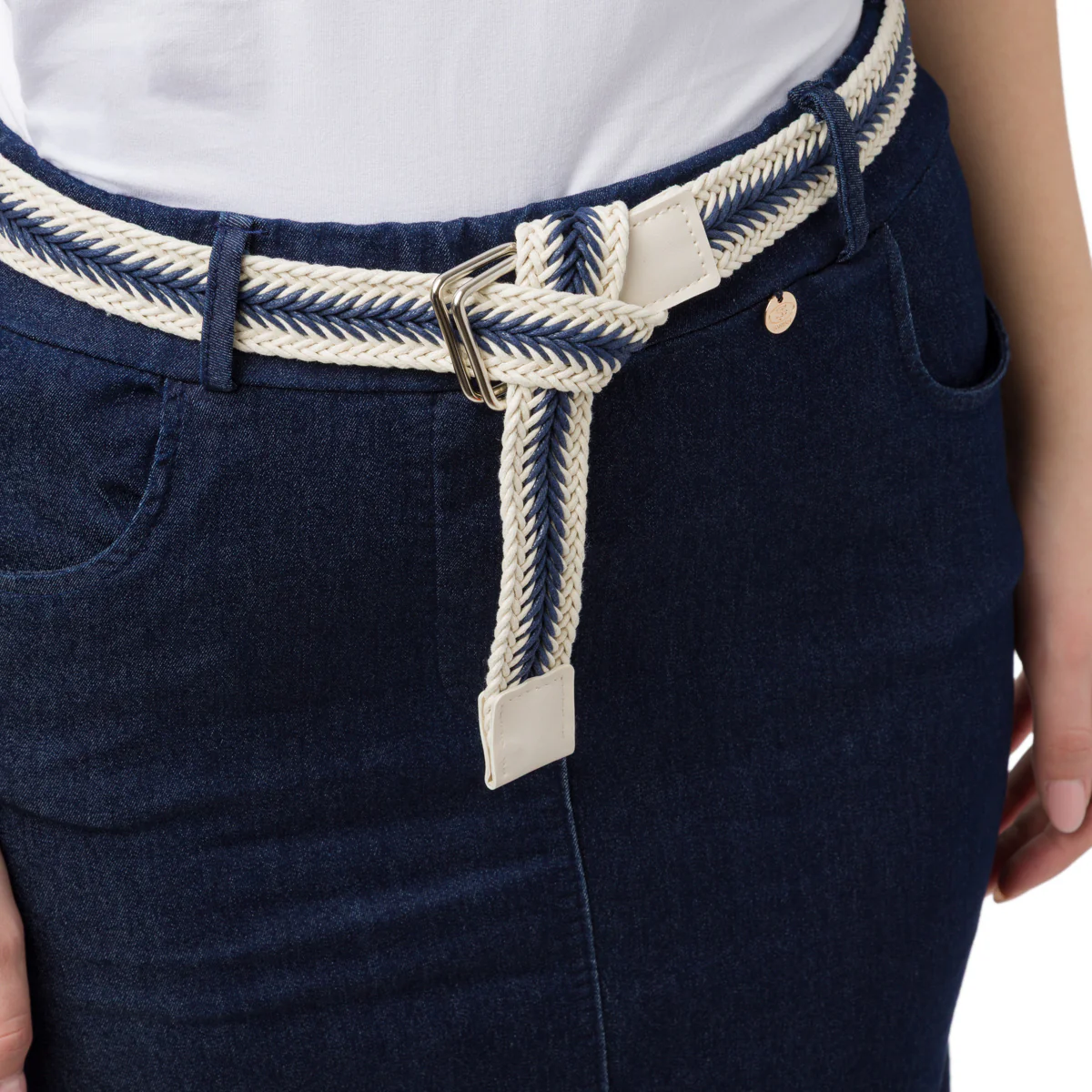 Gonna in denim da Donna con spacco e cintura Swish Jeans - Image 3