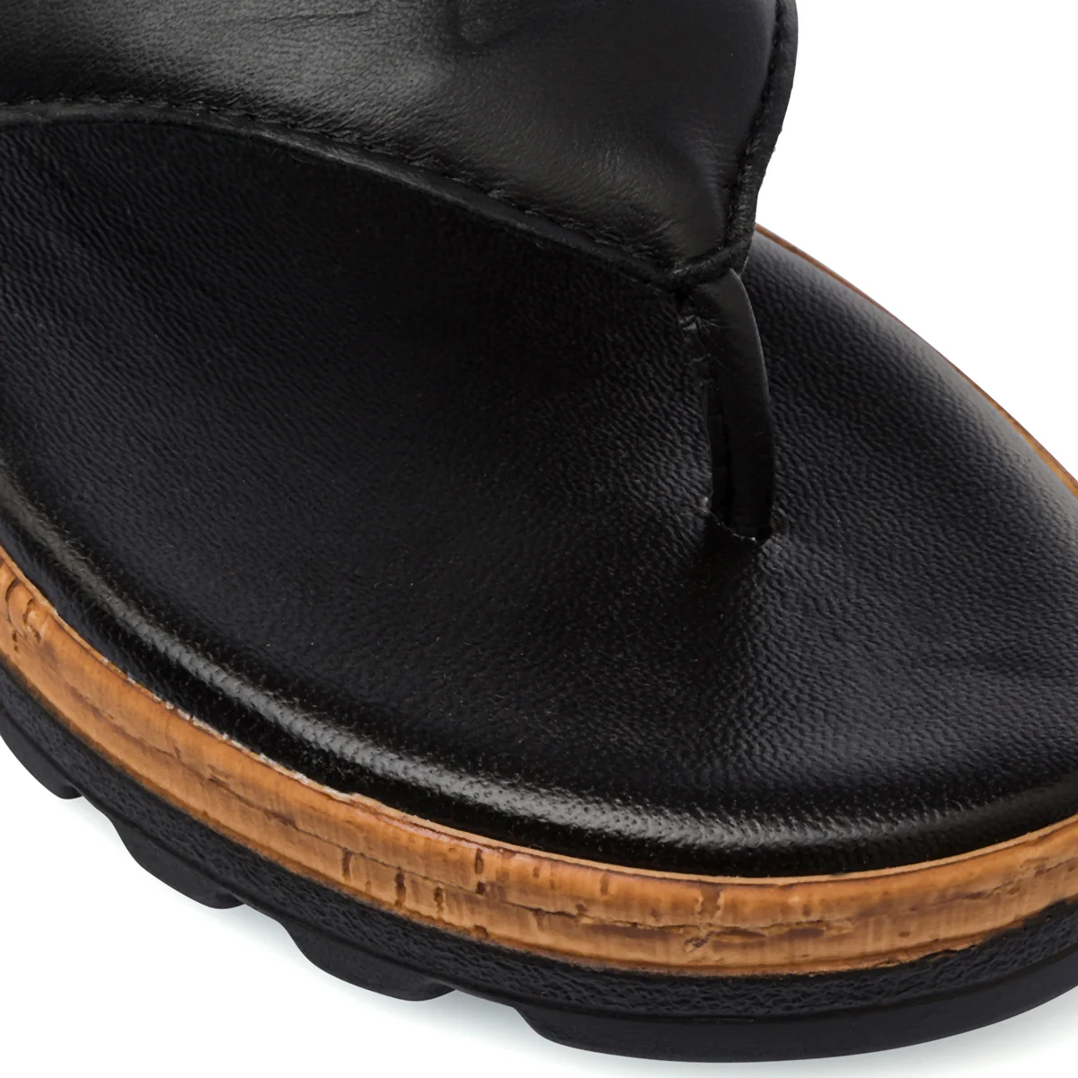 Infradito nere da Donna in pelle con suola platform Primopiano - Image 4