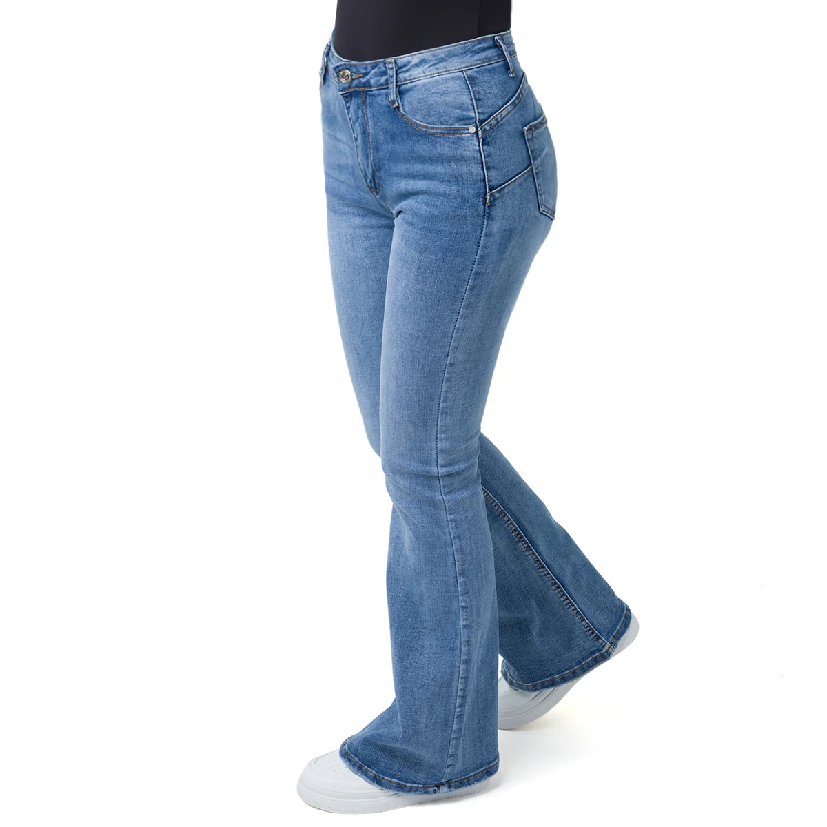 Pantaloni Jeans a zampa elasticizzati a vita alta con logo Swish Jeans