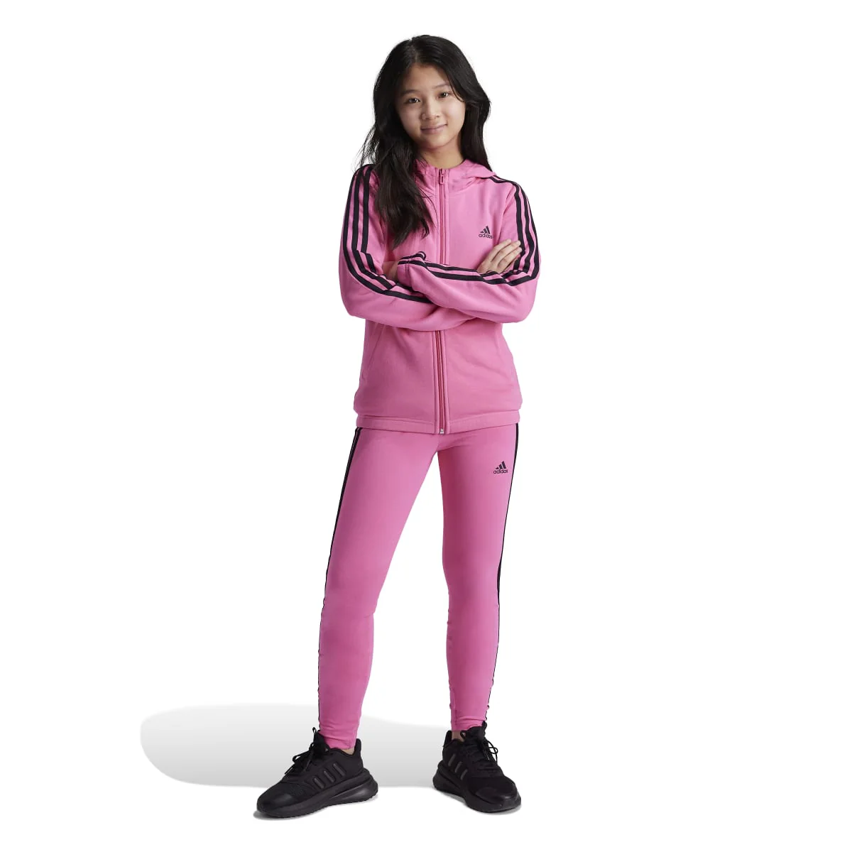 Leggings bambina rosa Essentials 3-Stripes Cotton adidas - Image 2