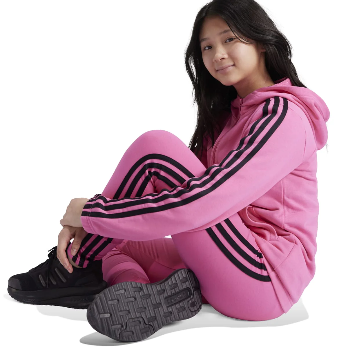 Leggings bambina rosa Essentials 3-Stripes Cotton adidas - Image 7