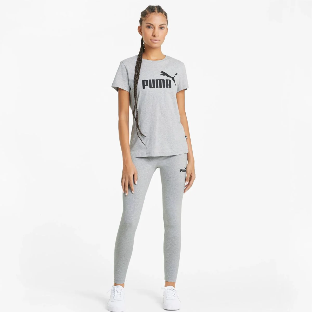 Leggings grigi da donna con logo a contrasto Puma Essentials - Image 3