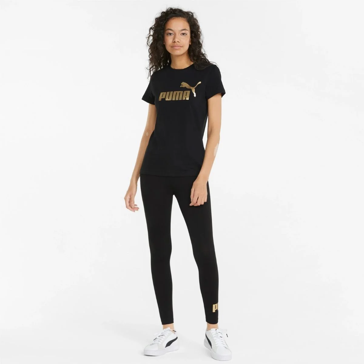 Leggings neri con logo metallizzato Puma Essentials+ Metallic - Image 3