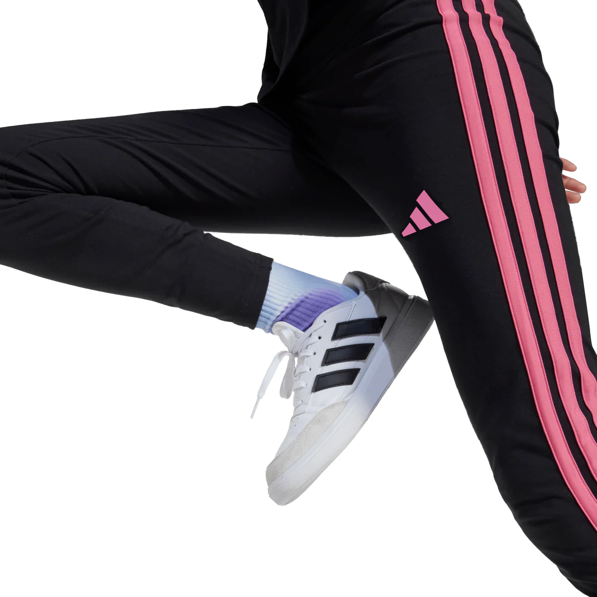 Leggings neri da Bambina con bande rosa adidas JG 3S LEG 230 - Image 3