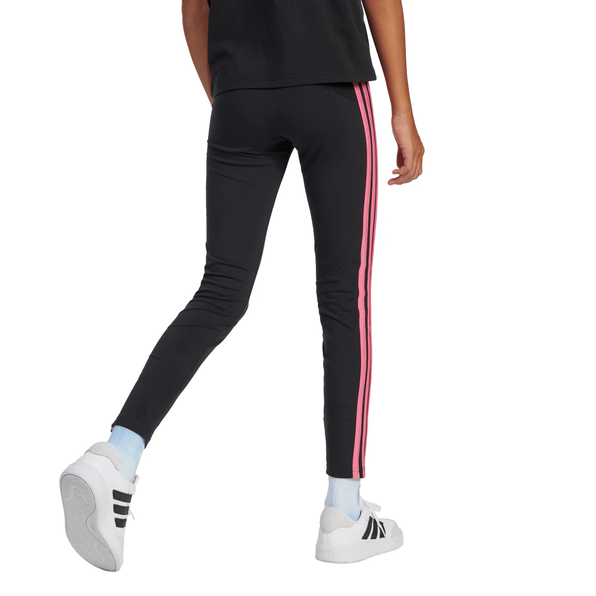 Leggings neri da Bambina con bande rosa adidas JG 3S LEG 230 - Image 4