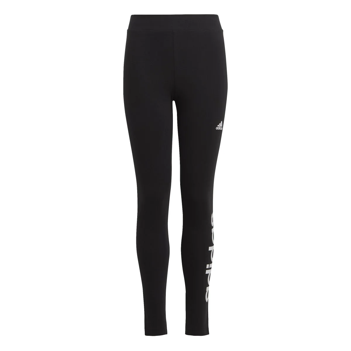 Leggings neri da bambina con logo sulla gamba adidas Essentials Linear Logo