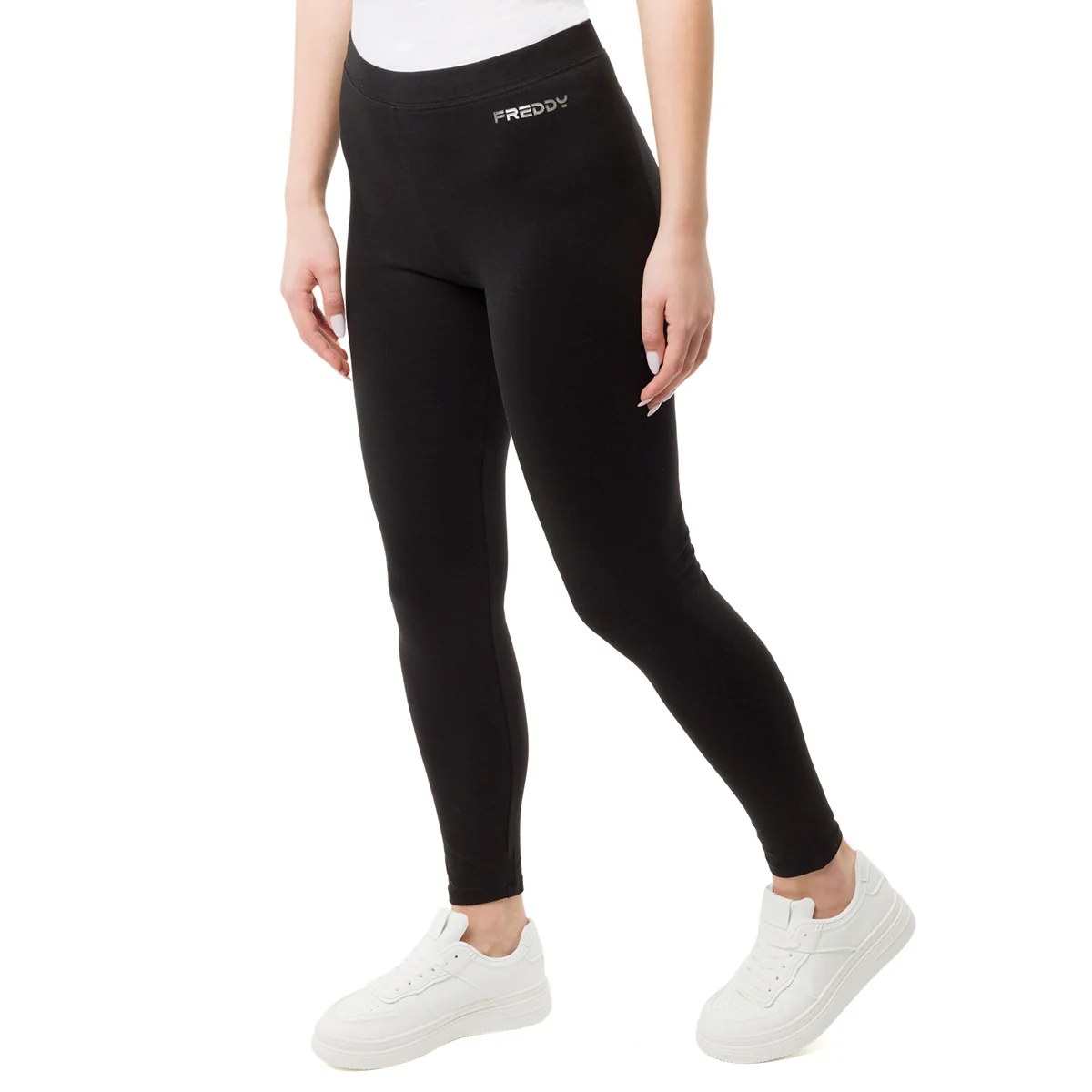 Leggings neri da donna con logo a contrasto Freddy