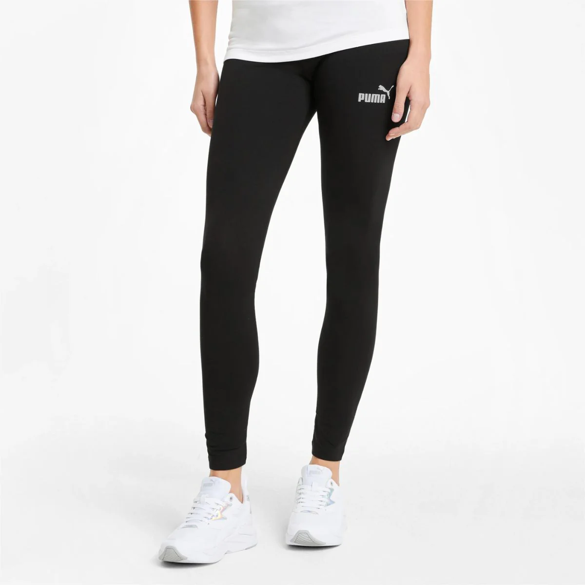 Leggings neri da donna con logo a contrasto Puma Essentials