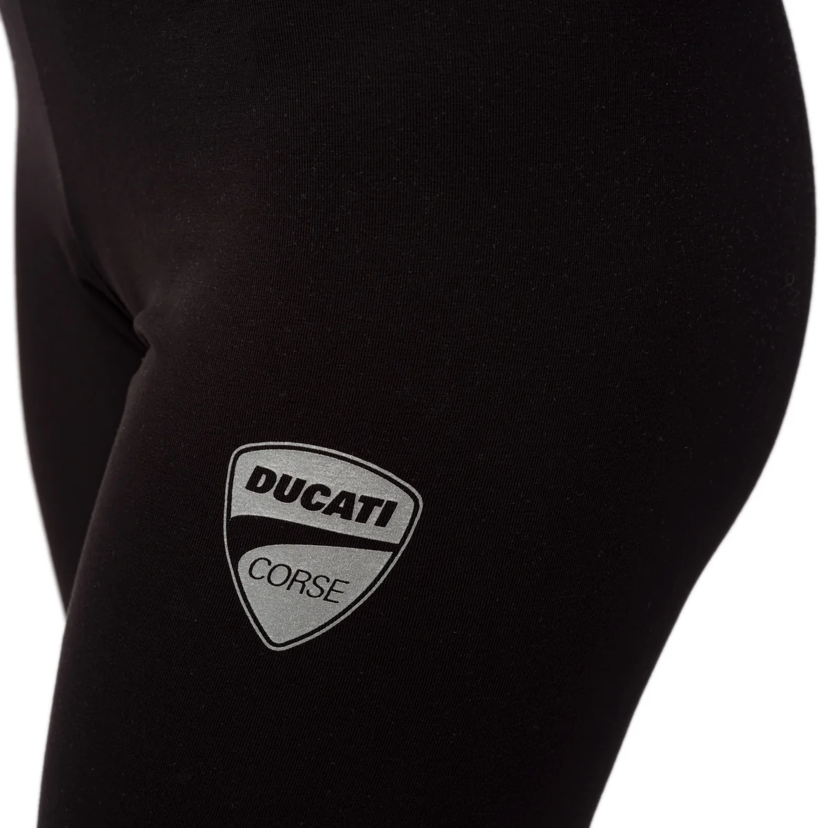 Leggings neri da donna con logo argento glitter Ducati Corse - Image 2