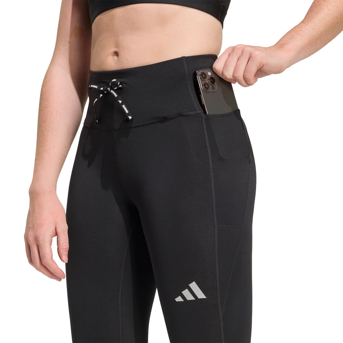 Leggings sportivi da Running neri da Donna e tasca adidas - Image 2