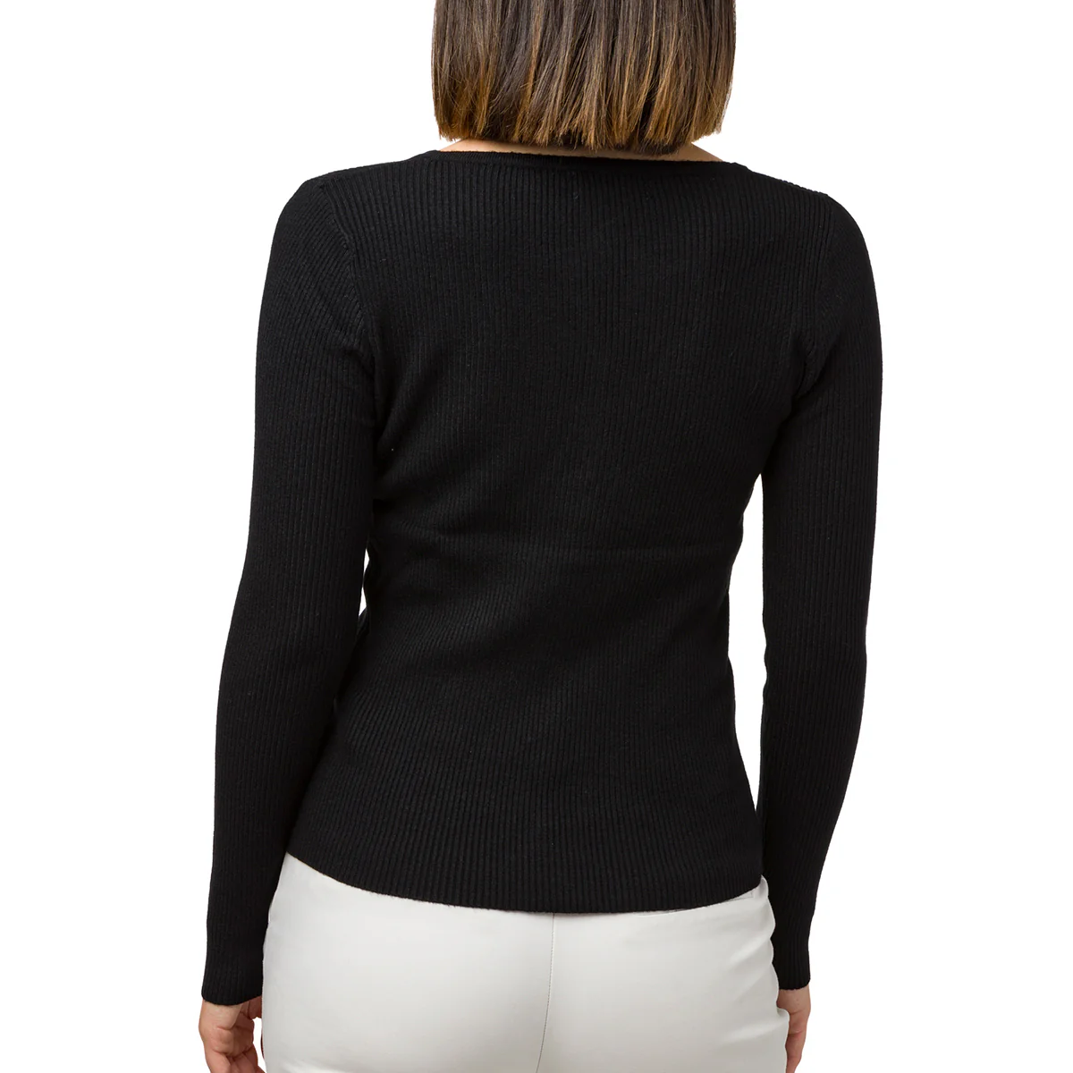Maglia a costine nera da donna Swish Jeans - Image 2