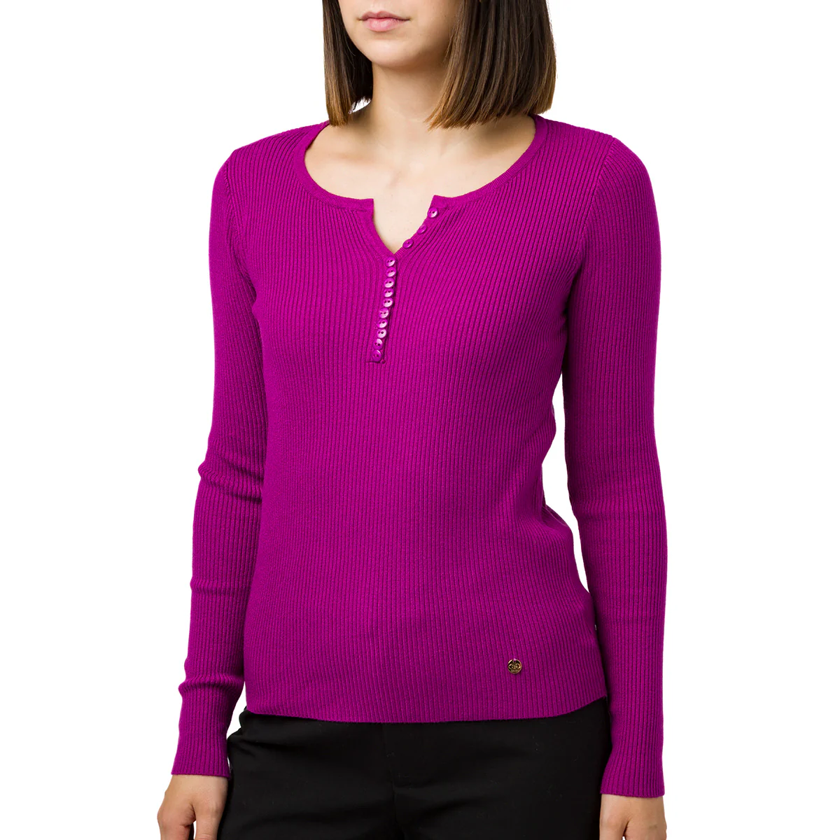 Maglia da donna a costine viola Swish Jeans