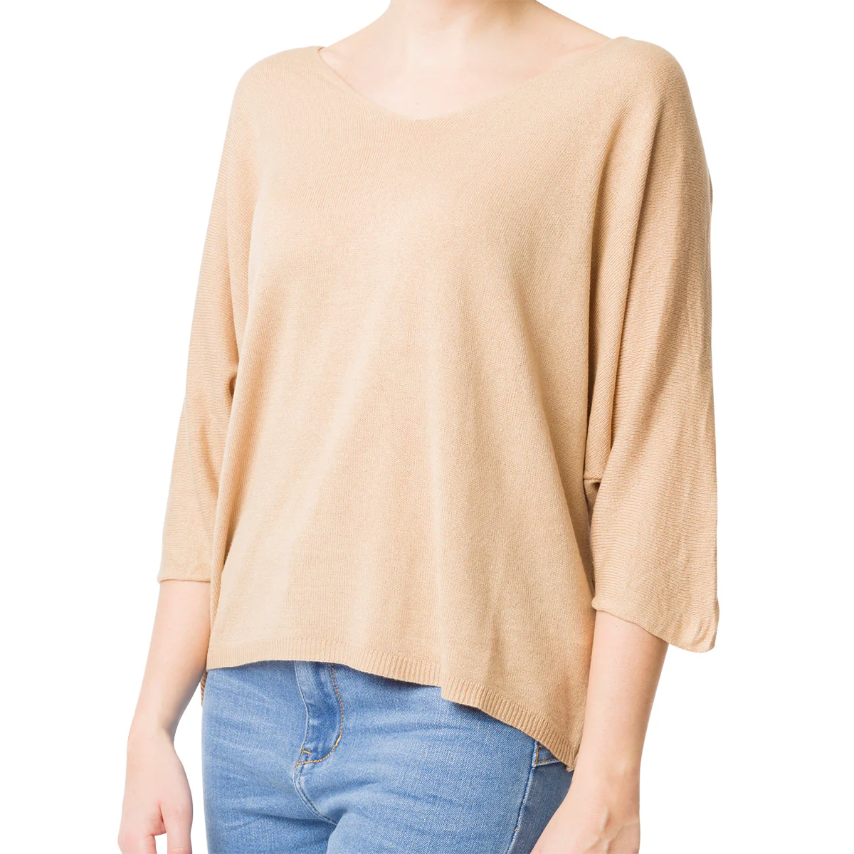 Maglia da donna con maniche 3/4 marrone Swish Jeans
