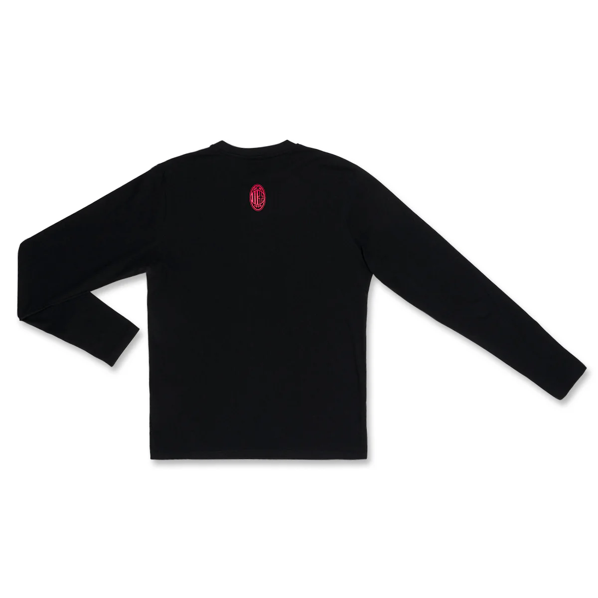 Maglia girocollo da uomo a maniche lunghe nere con dettaglio rosso Milan - Image 2