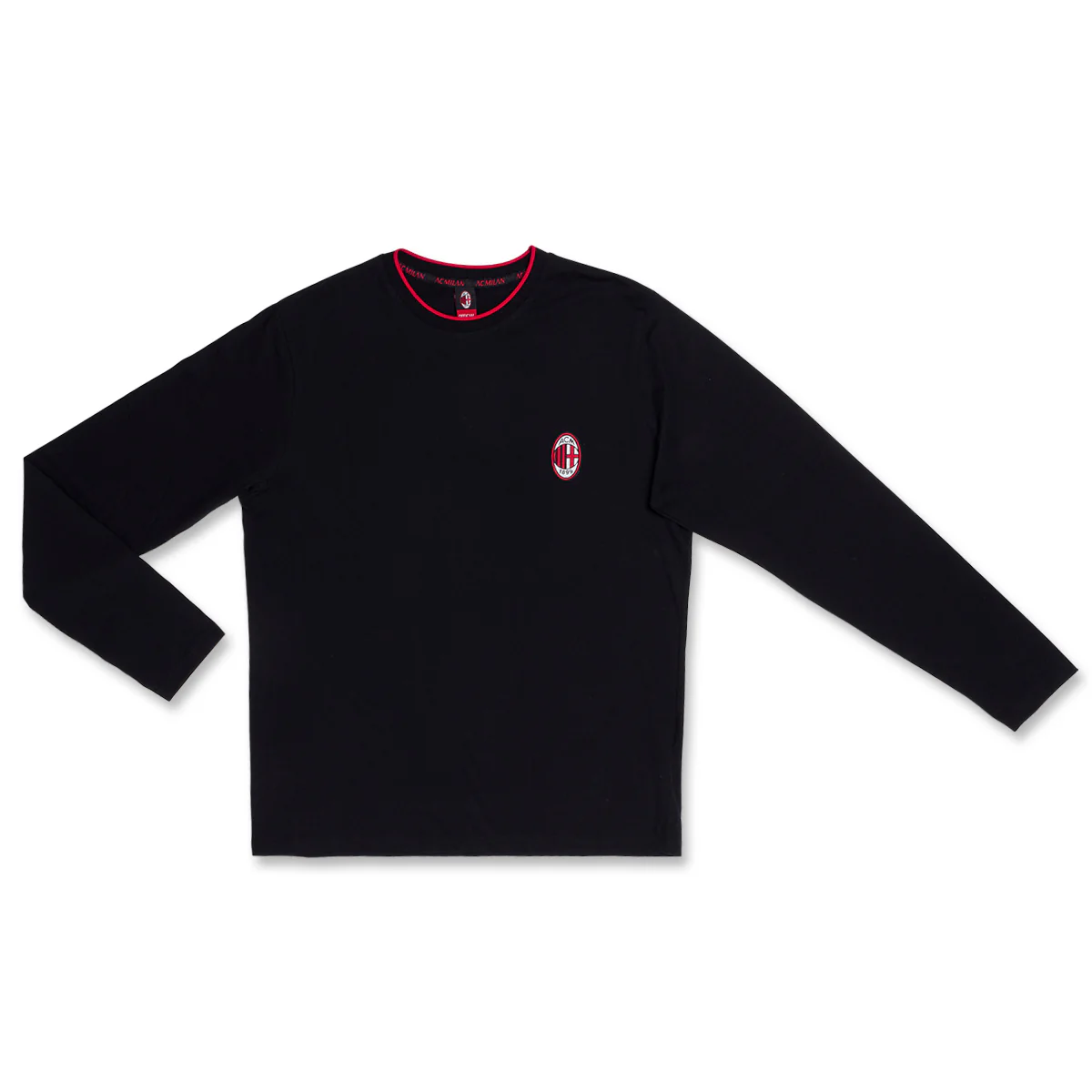 Maglia girocollo nera da uomo con logo Milan