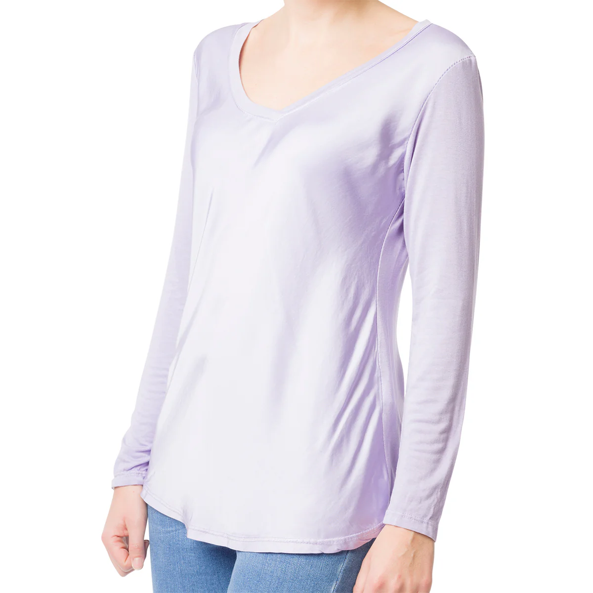 Maglia lilla a maniche lunghe con scollo a V da donna Swish Jeans