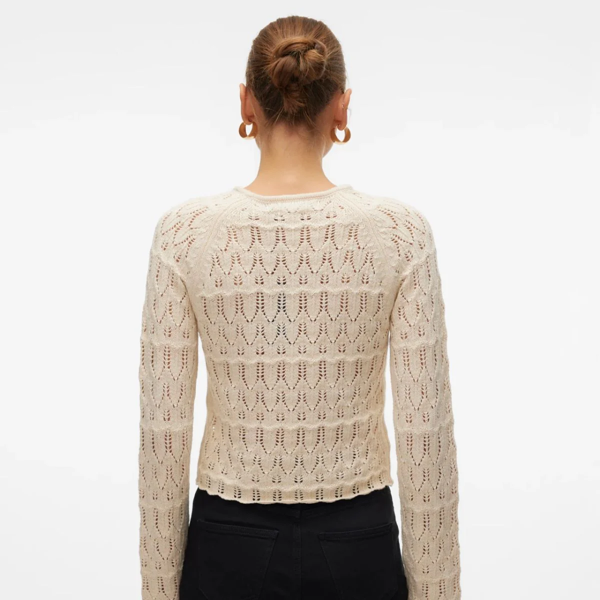 Maglioncino da donna beige con dettagli traforati Vero Moda - Image 3