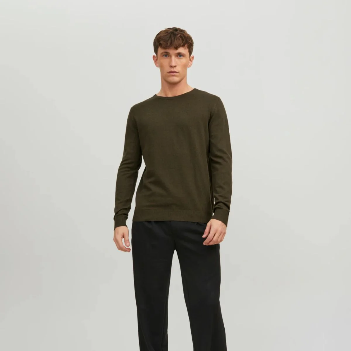 Maglioncino girocollo da uomo verde oliva Jack & Jones - Image 4