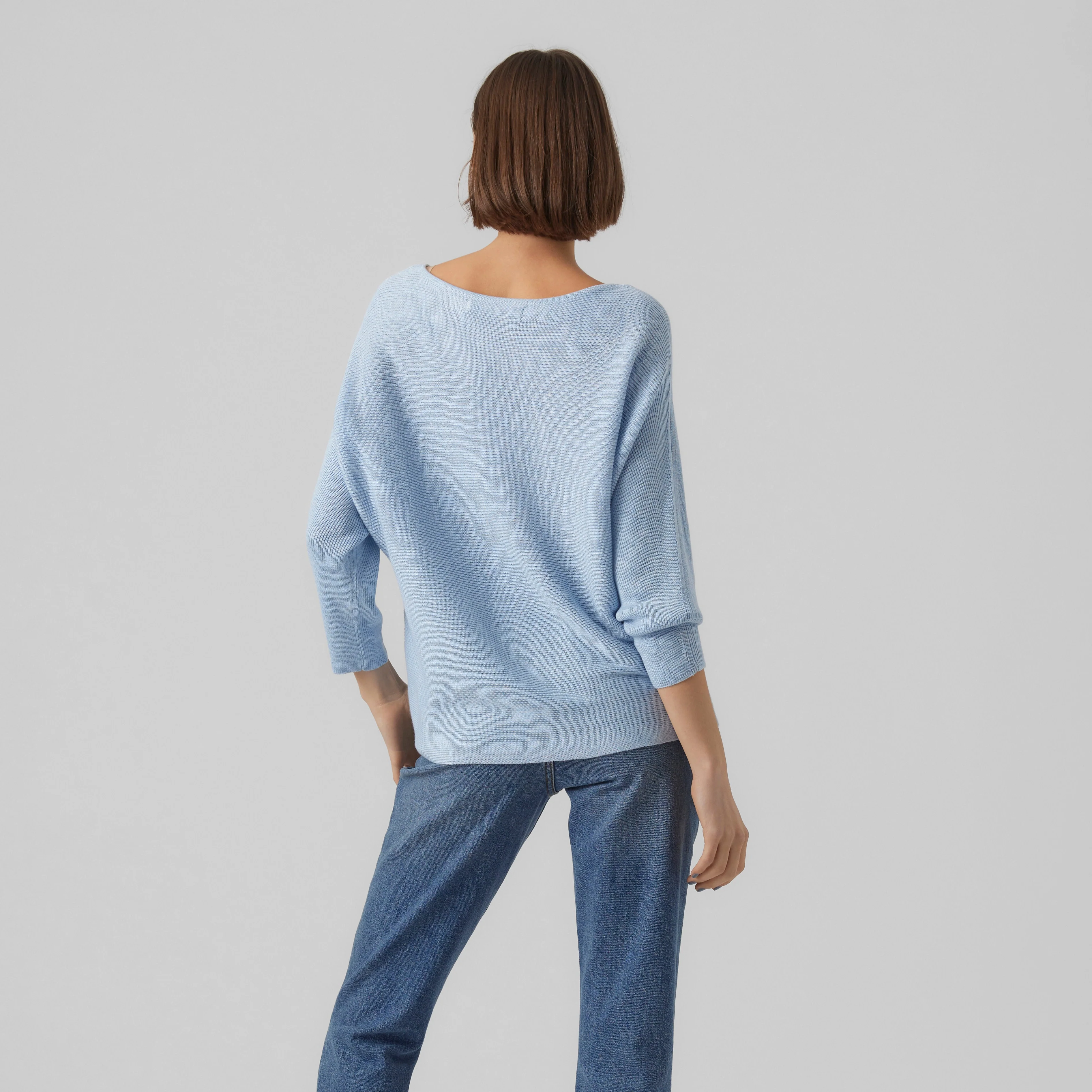 Maglioncino leggero azzurro da Donna con trama a costine Vero Moda - Image 3