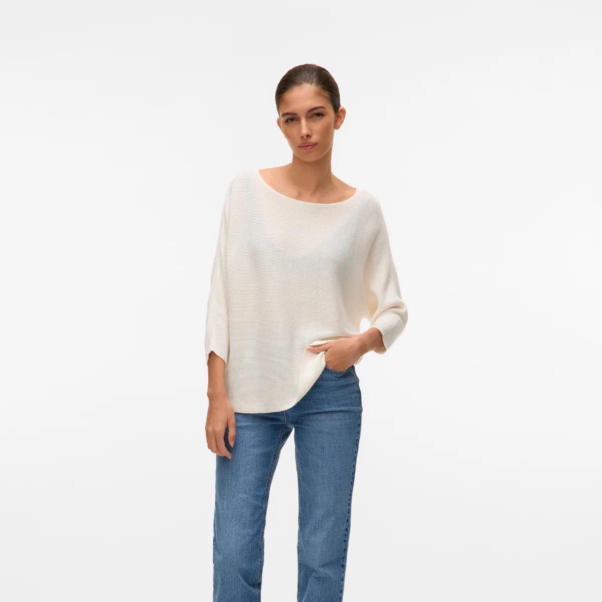 Maglioncino leggero bianco da Donna con trama a costine Vero Moda - Image 2