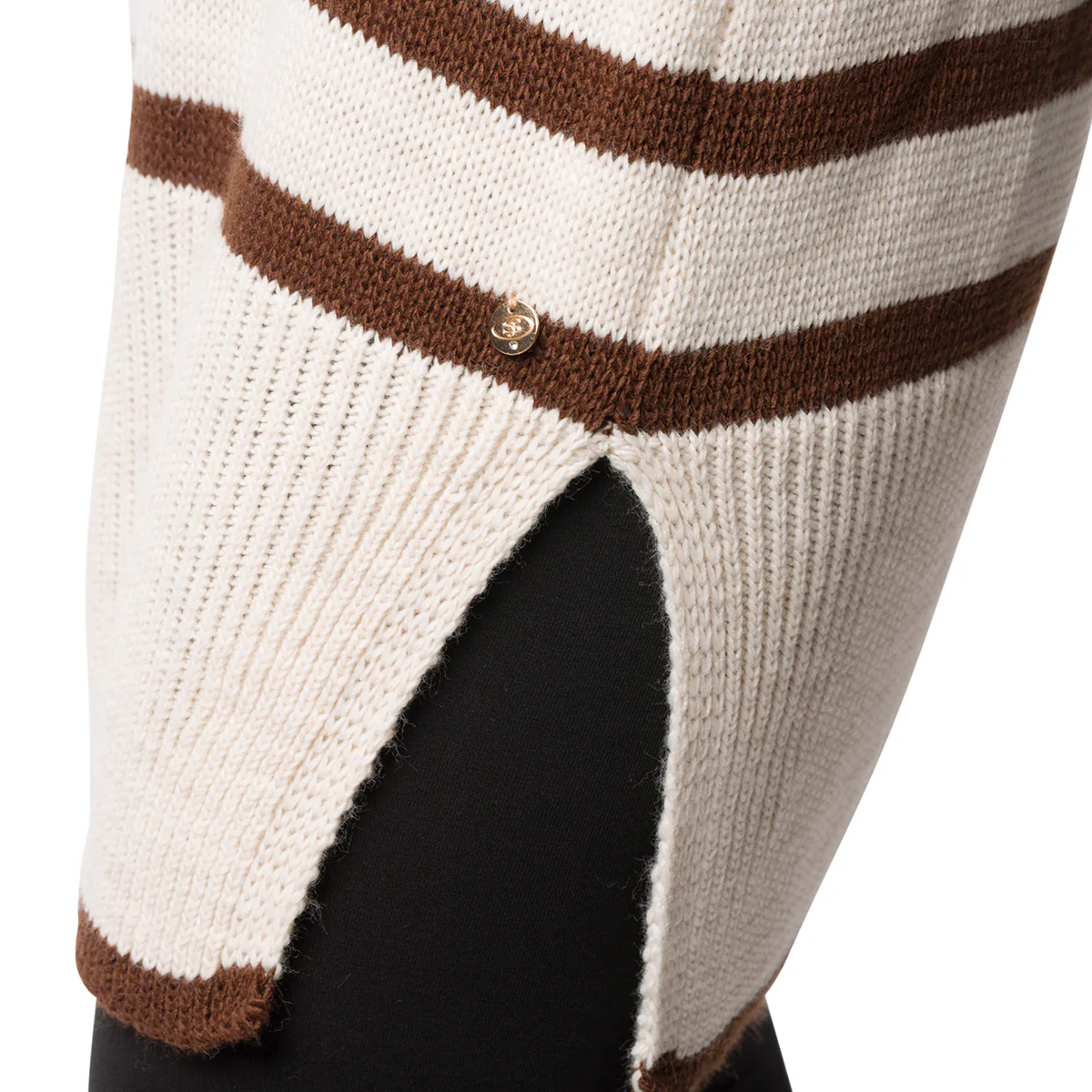 Maglione a collo alto a righe marroni e bianche da donna Swish Jeans - Image 3