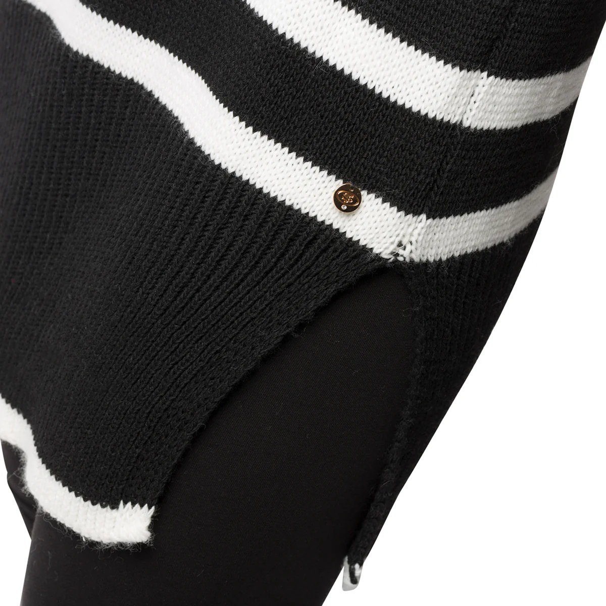 Maglione a collo alto a righe nere e bianche da donna Swish Jeans - Image 3