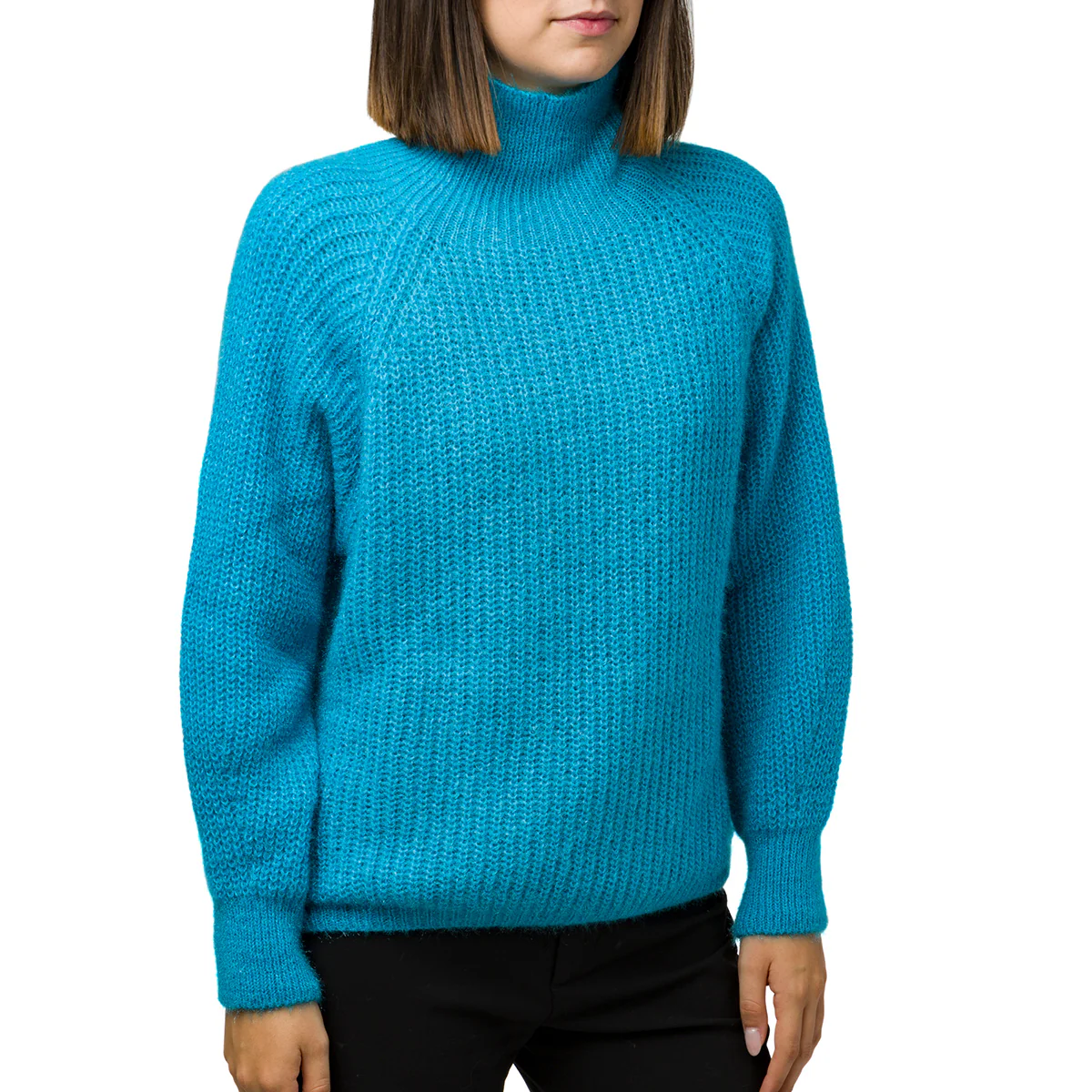 Maglione da donna a collo alto azzurro Swish Jeans