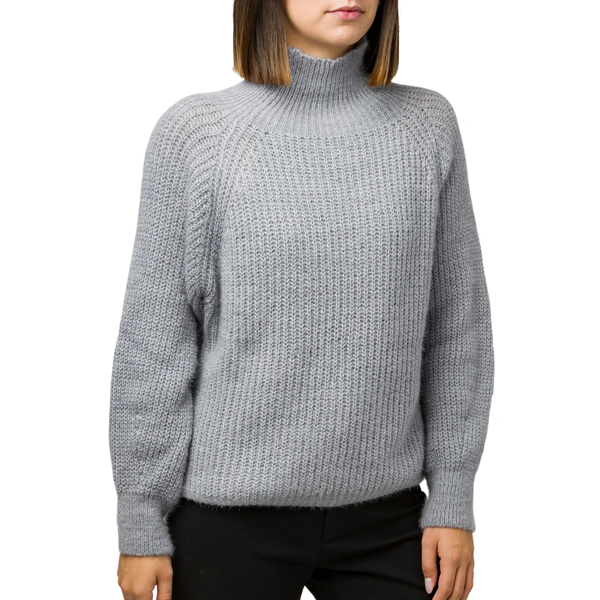 Maglione da donna a collo alto grigio Swish Jeans