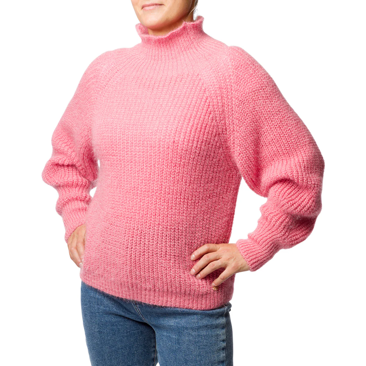 Maglione da donna a collo alto rosa Swish Jeans