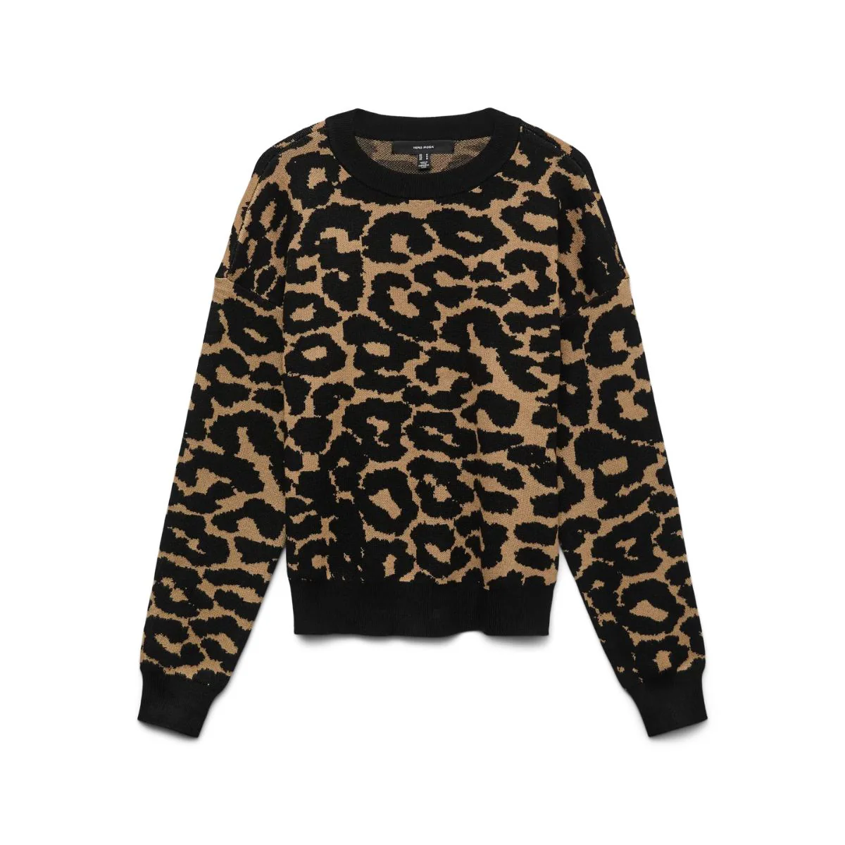 Maglione da donna nero con stampa leopardata all-over Vero Moda