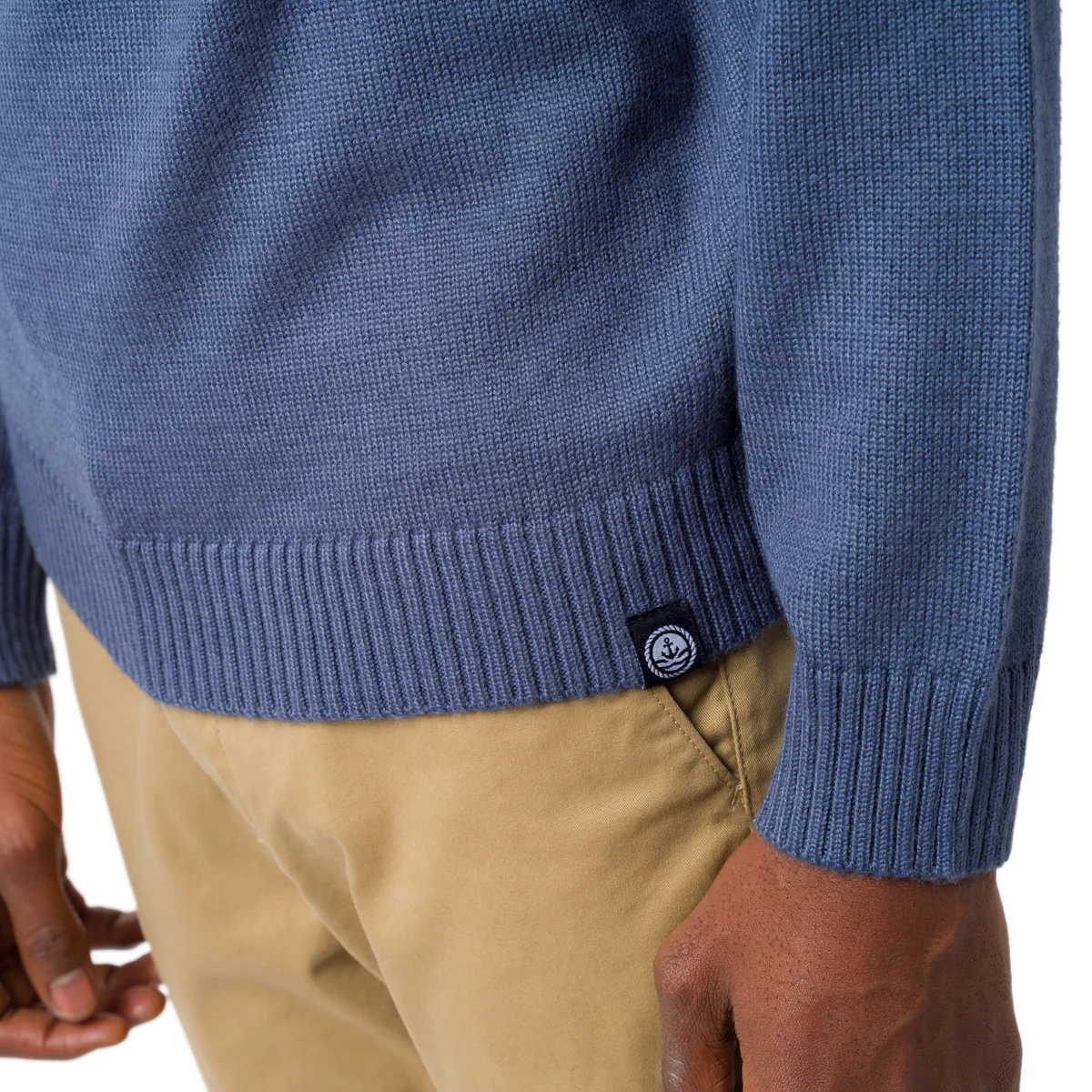 Maglione da uomo blu denim con zip sul collo a costine Navy Sail - Image 3