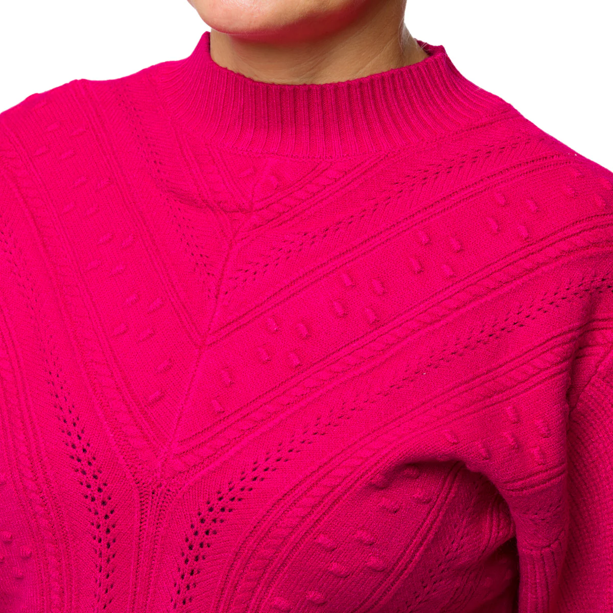 Maglione da donna fucsia a collo alto Swish Jeans - Image 3