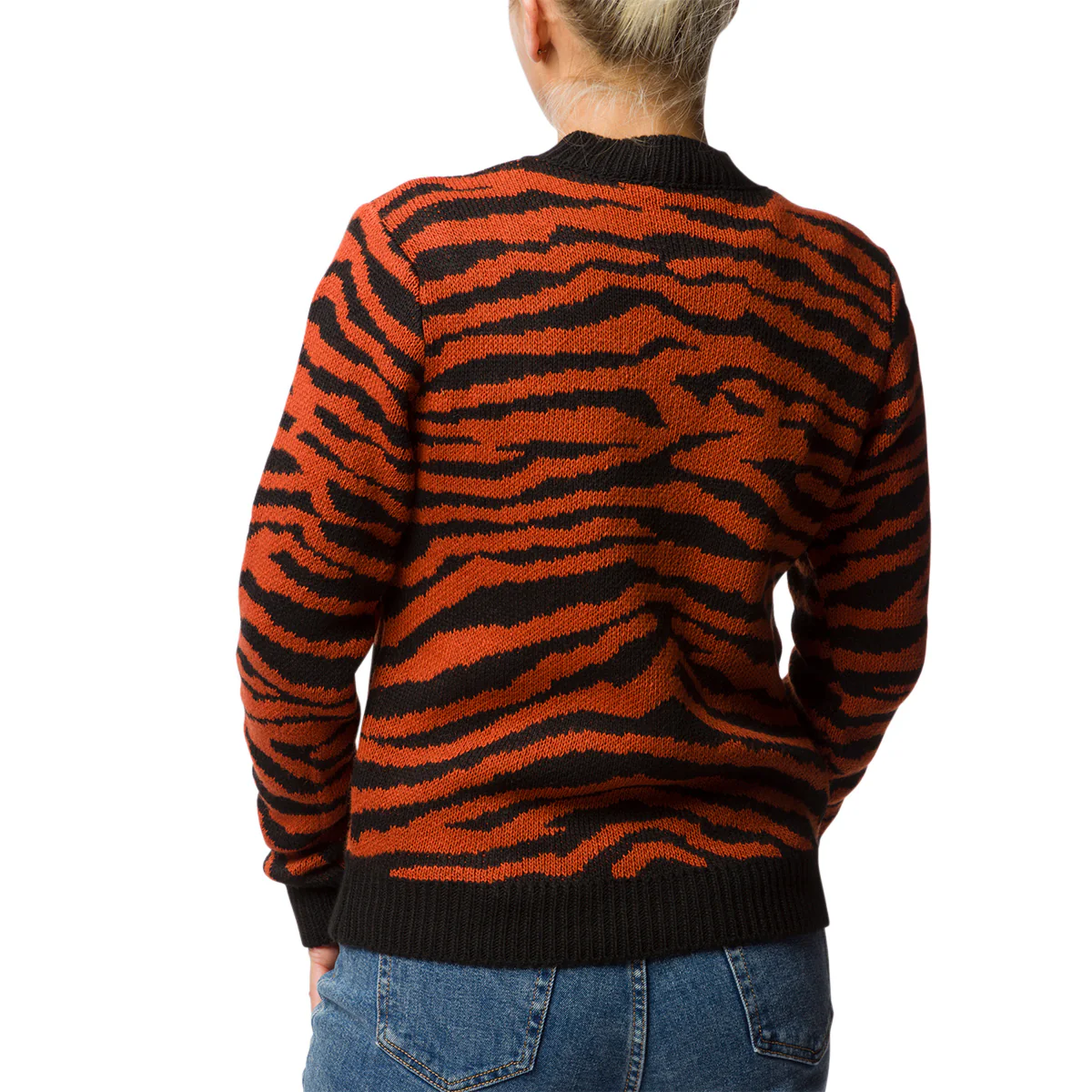Maglione girocollo arancione e nero zebrato da donna Swish Jeans - Image 2