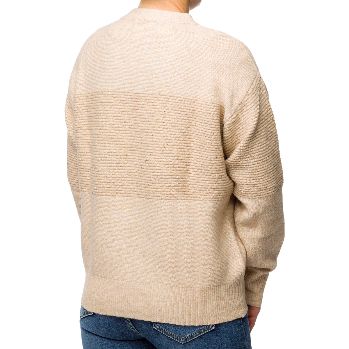 Maglione girocollo beige da donna con micro-paillettes Swish Jeans - Image 2