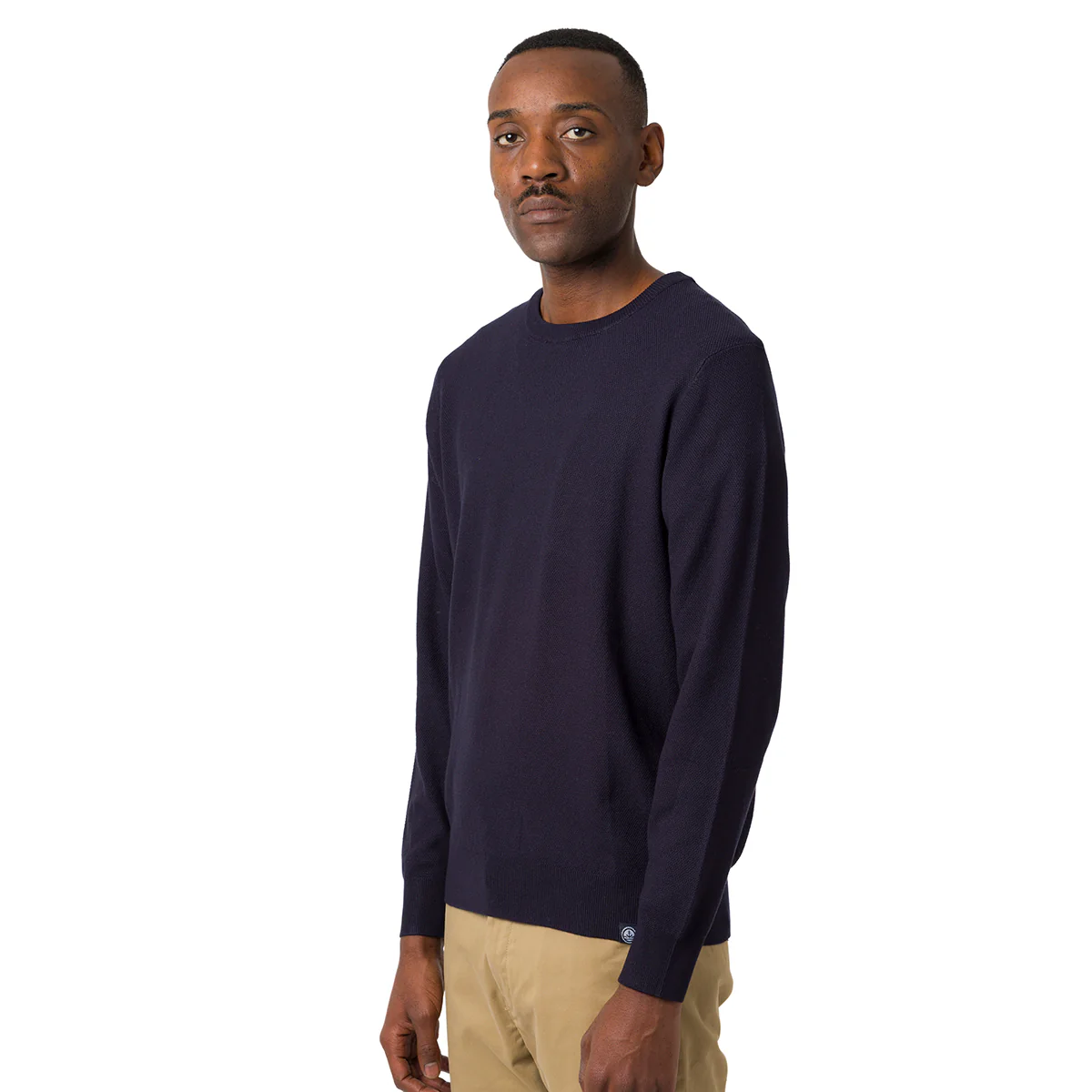 Maglione girocollo da uomo blu con tramatura nido d’ape Navy Sail