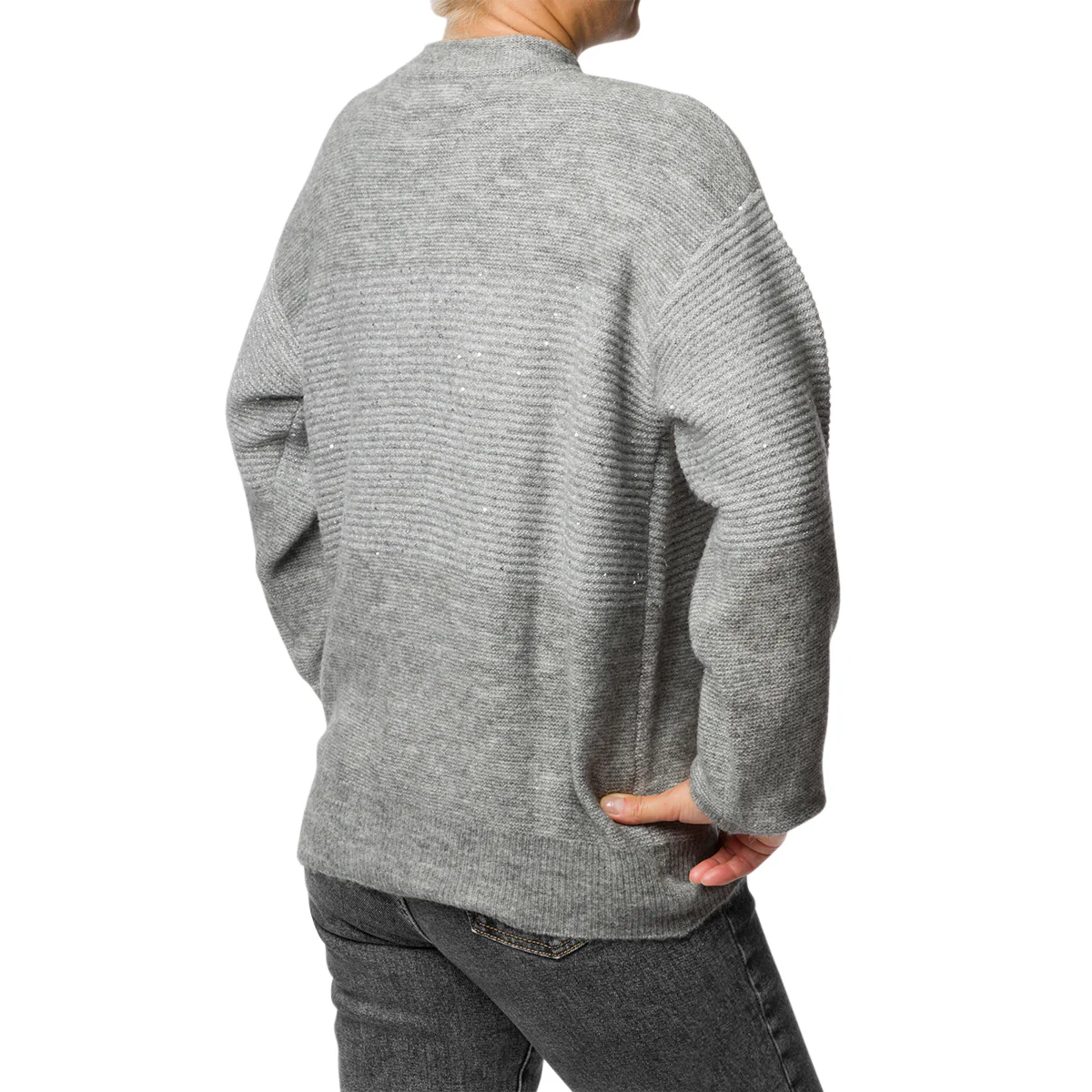 Maglione girocollo grigio da donna con micro-paillettes Swish Jeans - Image 2