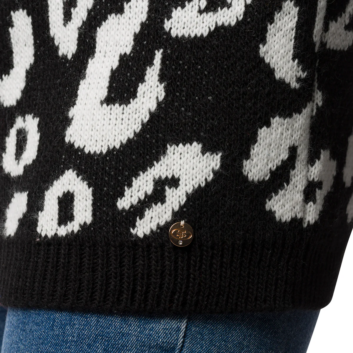 Maglione da donna girocollo nero maculato Swish Jeans - Image 3