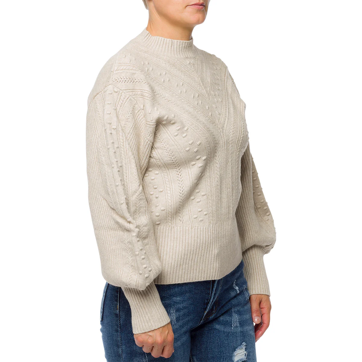 Maglione da donna grigio a collo alto Swish Jeans