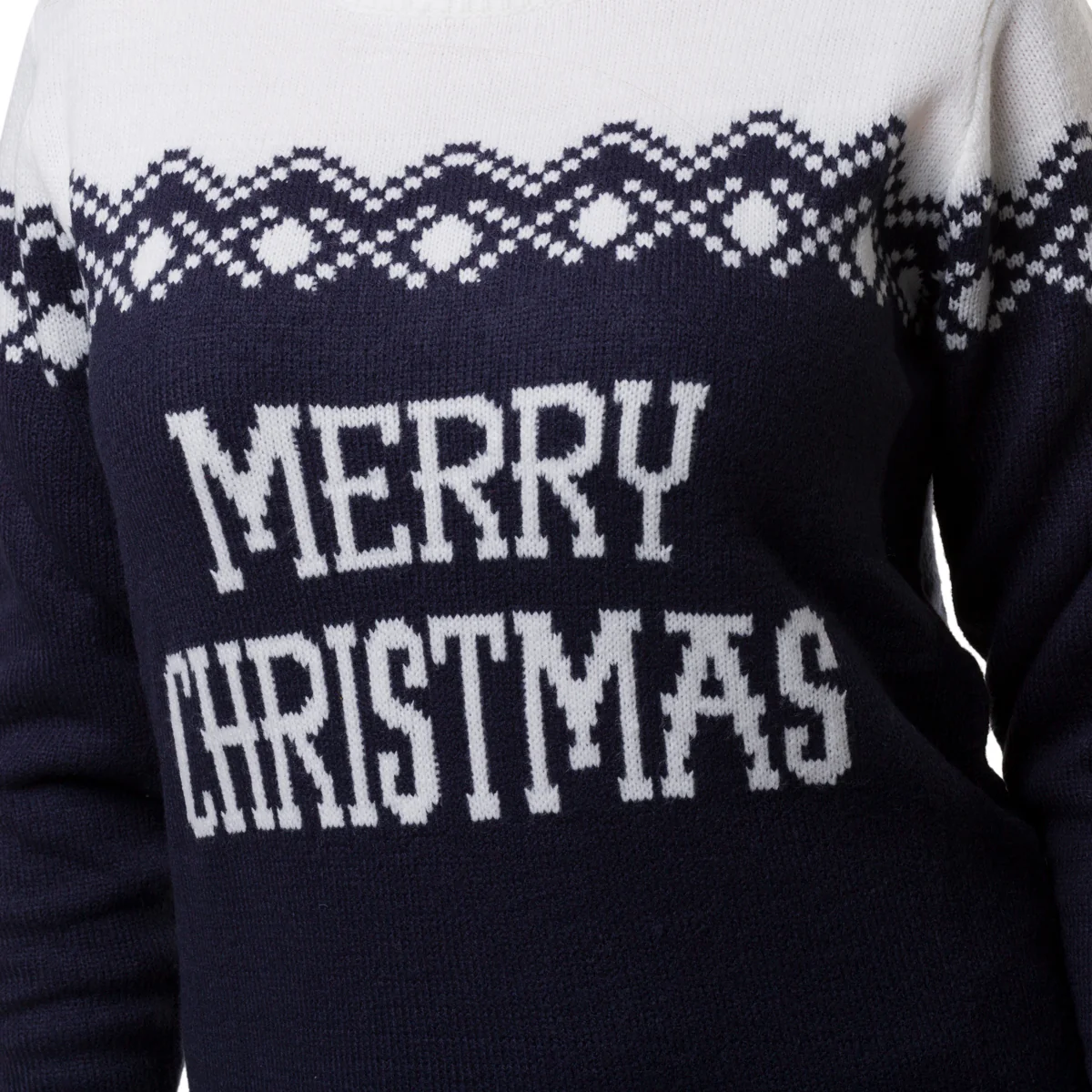 Maglione natalizio da donna blu con ricamo Merry Christmas - Image 5