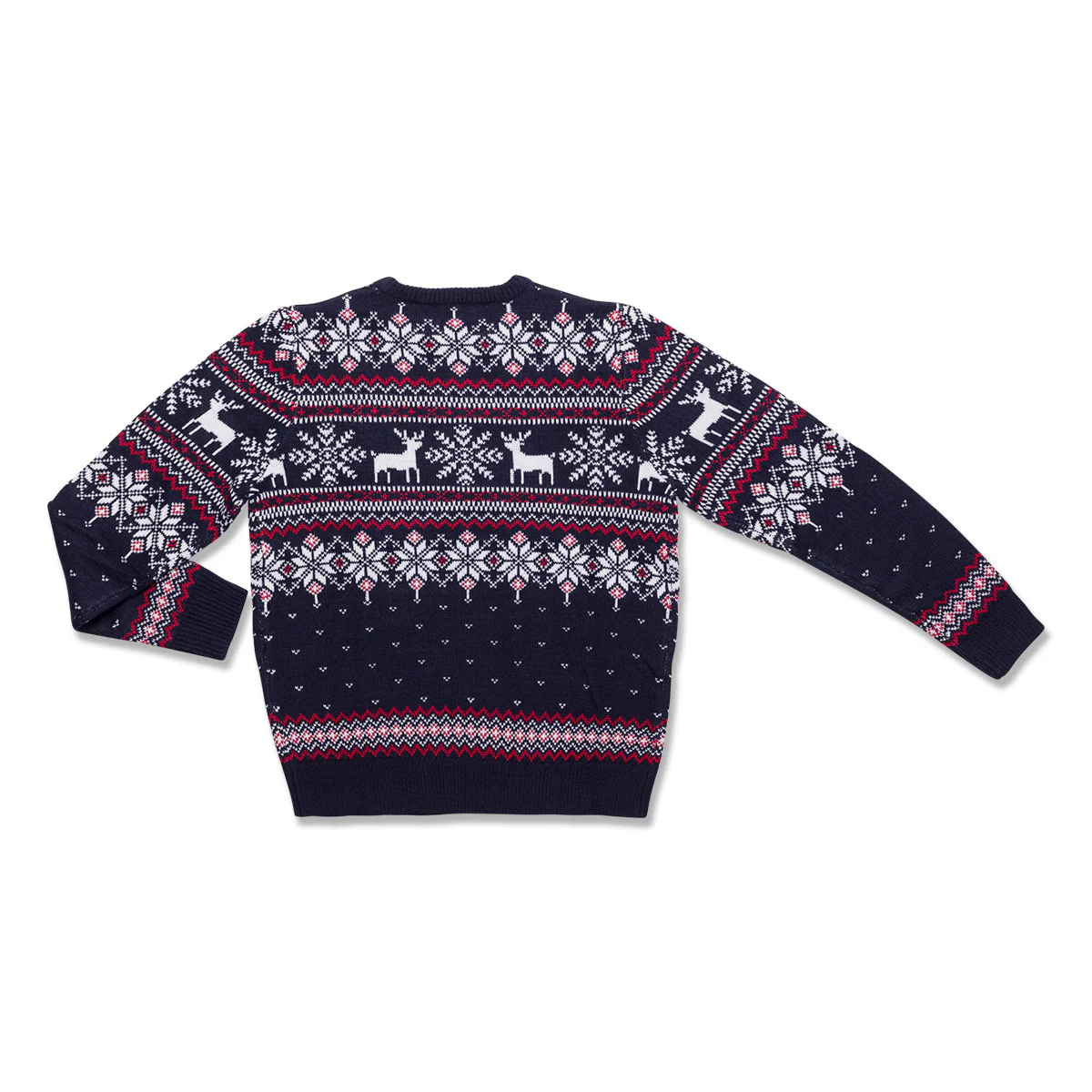 Maglione natalizio blu da uomo con ricamo fiocchi di neve e renne - Image 6